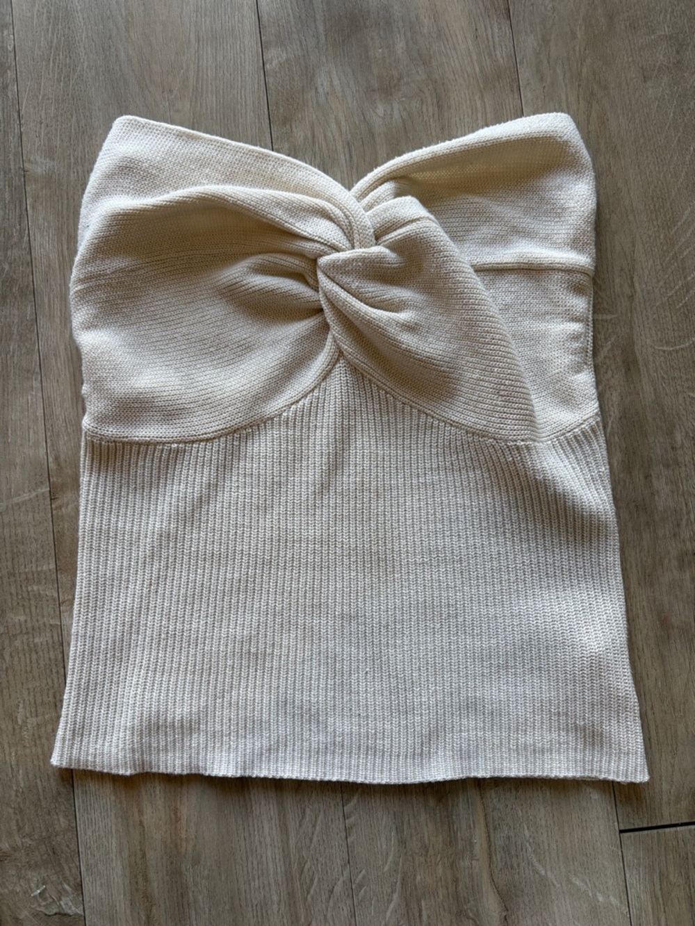 Knot-Front Strapless Camisole - Cream